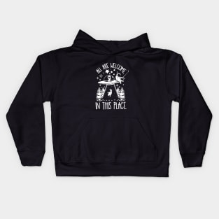 All are Welcome in this Place Human Alien Abduction Kids Hoodie